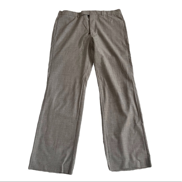 BOSS HUGO BOSS MARLOW Gray Flat Front Tailored Fit Virgin Wool Men’s Dress Pants - Picture 2 of 5